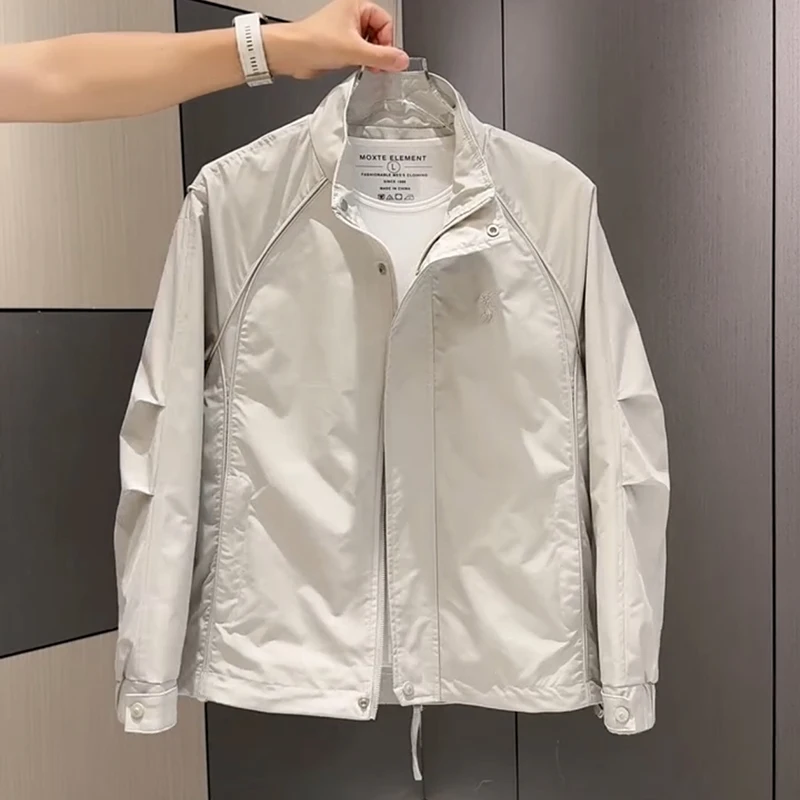 

Faionable Workwear Jaet Men's Spring Autumn High-End Sli Stand Collar Baseball Coat Versatile Trendy Faionable Oute...