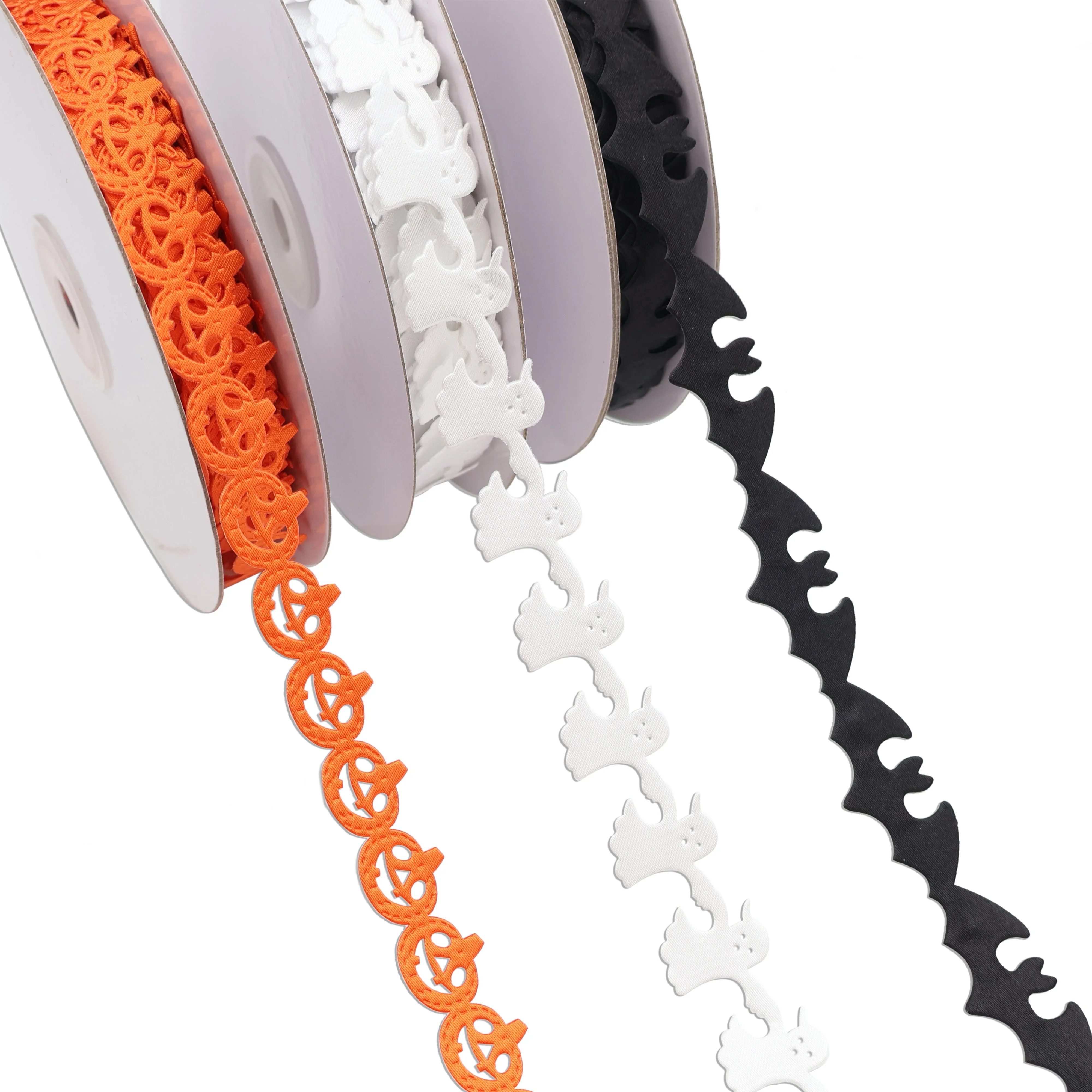10-Yards Halloween-Spitzenband-Set, Kürbis-Fledermaus-Geistermuster |   Bastelbesatz für Geschenkverpackungen und Gurtband für Partydekorationen