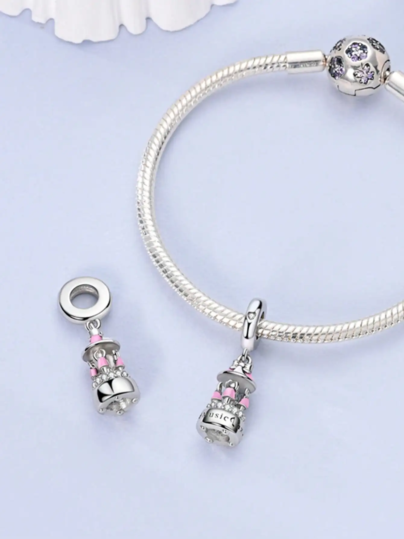 سحر الفضة الألوان الوردي حقيبة مستحضرات التجميل حبة لسوار الأصلي DIY الخرز سحر المجوهرات صنع هدية للنساء STYFNE