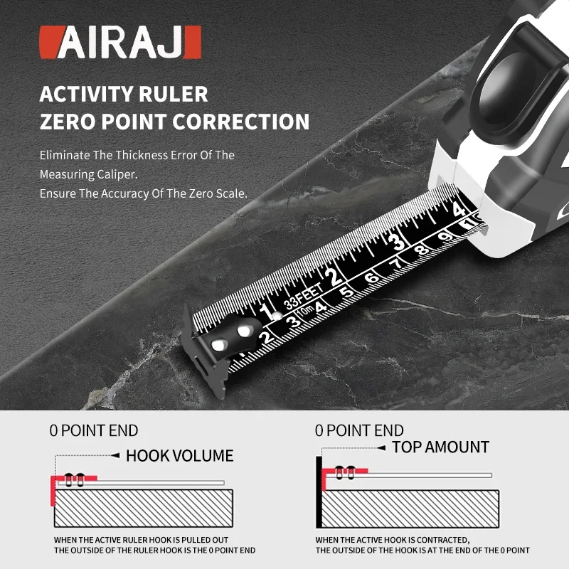 AIRAJ 3/5/7.5/10 متر متري وشريط القياس الإمبراطوري قابل للسحب متري حاكم النجارة مسطرة قياس أداة مقياس على الوجهين #6