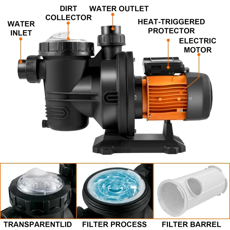 Pool Pump Swimming Pool Pump 48V DC/500W Solar Water Pump 49 FT/75 GPM