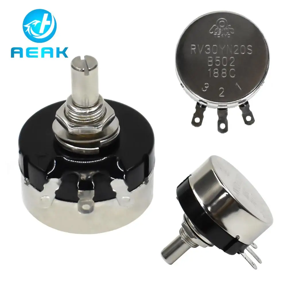 RV30YN20S B102 B202 B502 B103 B204 B503 B104 B105 1K 5K 20K 10K 100K 1M RV30YN Single Turn Rotary Carbon Potentiometer