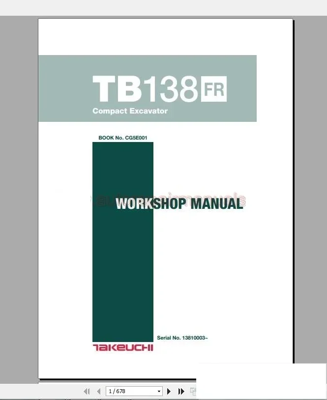 AutoDVD Takeuchi Full Set Service Training, Service Manual, Operator, Part Manual