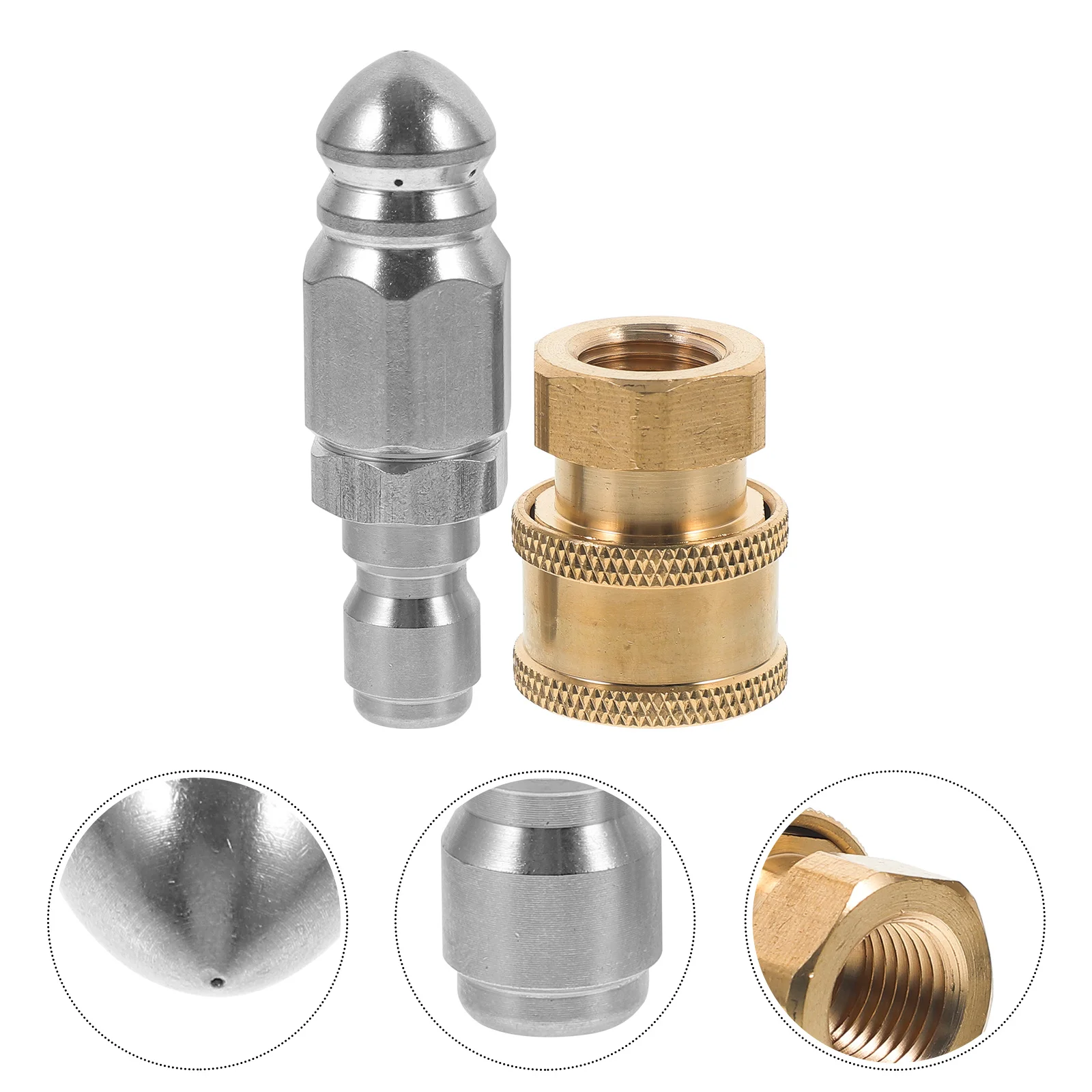 1Set High Pressure Nozzle Durable Garden Hose Sprayer Adjustable Modes Quick Connect Design Stainless Steel Jet Nozzle Home