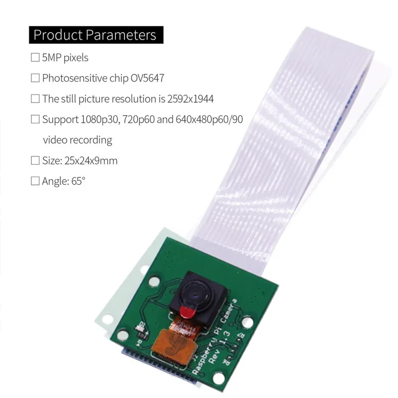 Raspberry Pi 5M 1080p OV5647 wide angle camera module for 4B/3B+/Zero Demo Board