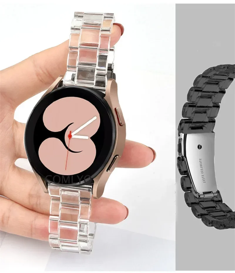 Glacier Transparent strap for Samsung Galaxy watch 7/FE/6/5/pro/4/classic/Active 2 20mm/22mm link bracelet huawei gt 2e-3-4 band