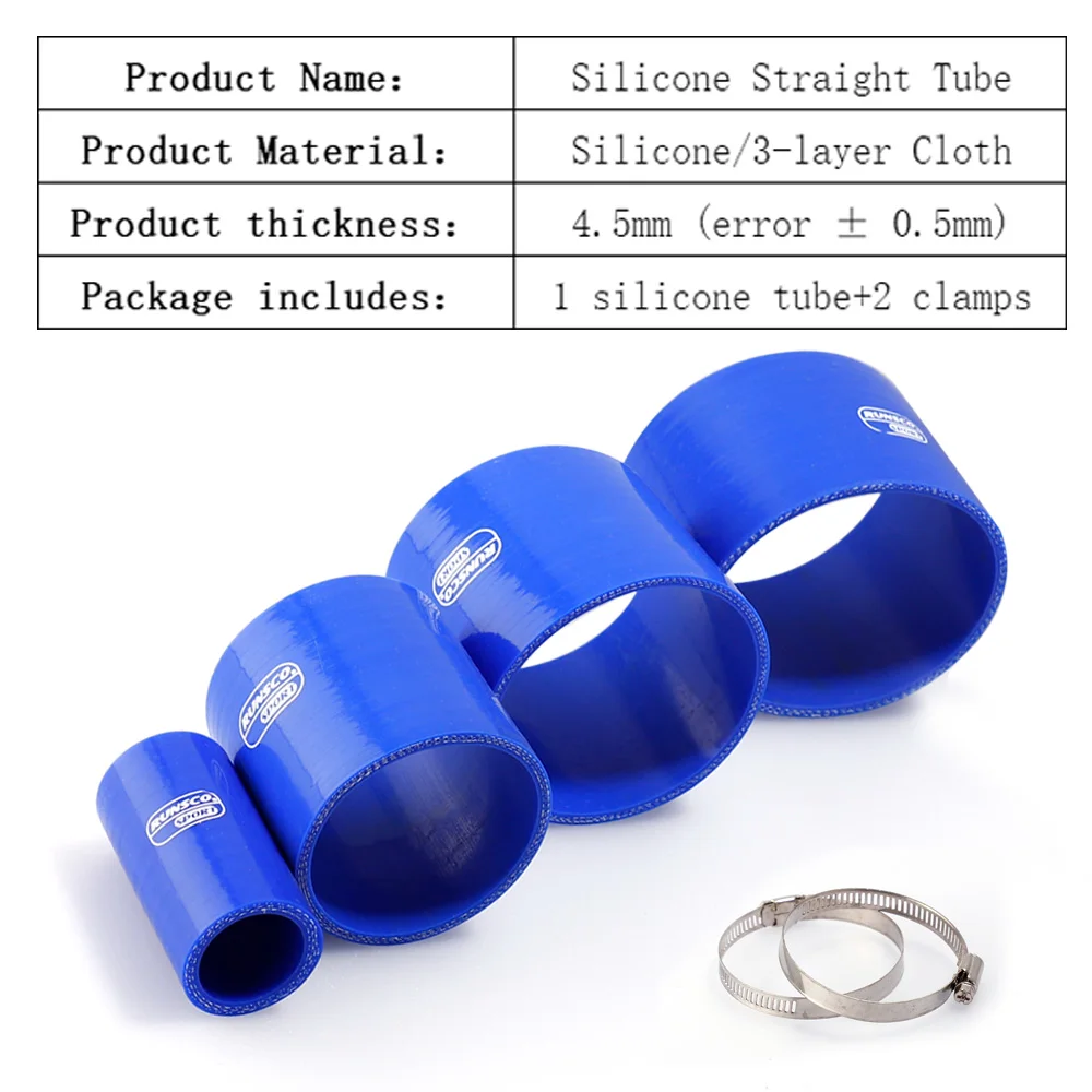 Silikonschlauch, gerader Anschluss, Auto-Ladeluftkühler, Turbo-Ansaugrohrkupplung, blau, Länge 76 mm, mehrere Größen