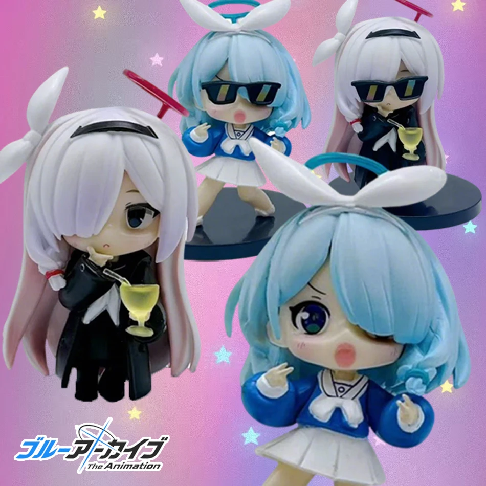 Figurine d'archive bleue de 8cm, Anime Prana, Version Q mignonne, modèle d'animation sur pied, jouet de Collection cadeau, ornements en PVC, en stock