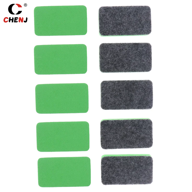 10Pcs Green+Black Mini Felt Cloth Whiteboard Dry Eraser Erase Pen Board Kid Marker School Office Home Accessories