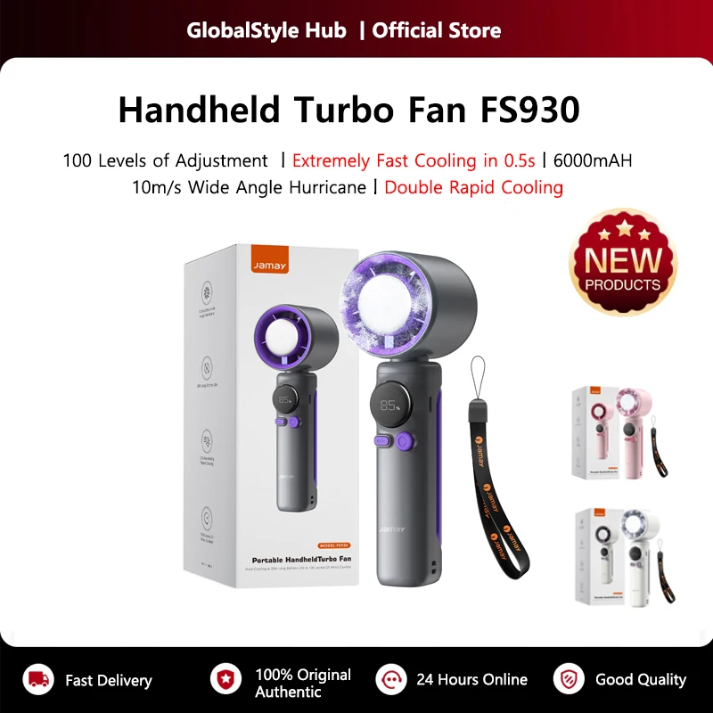 

Портативный ручной вентилятор с охлаждением в одно касание, LED-дисплеем и 100-ступенчатой регулировкой скорости (30 режимов) ° Складной USB-вентилятор для зарядки с функцией USB-зарядки для использования на открытом воздухе, 6000 мАч, FS930