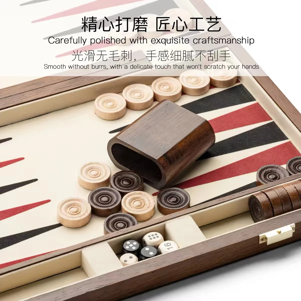Premium Foldable Solid Wood Backgammon Board Set Multi Functional Portable Strategy Tabletop Board for Adults Family Leisure