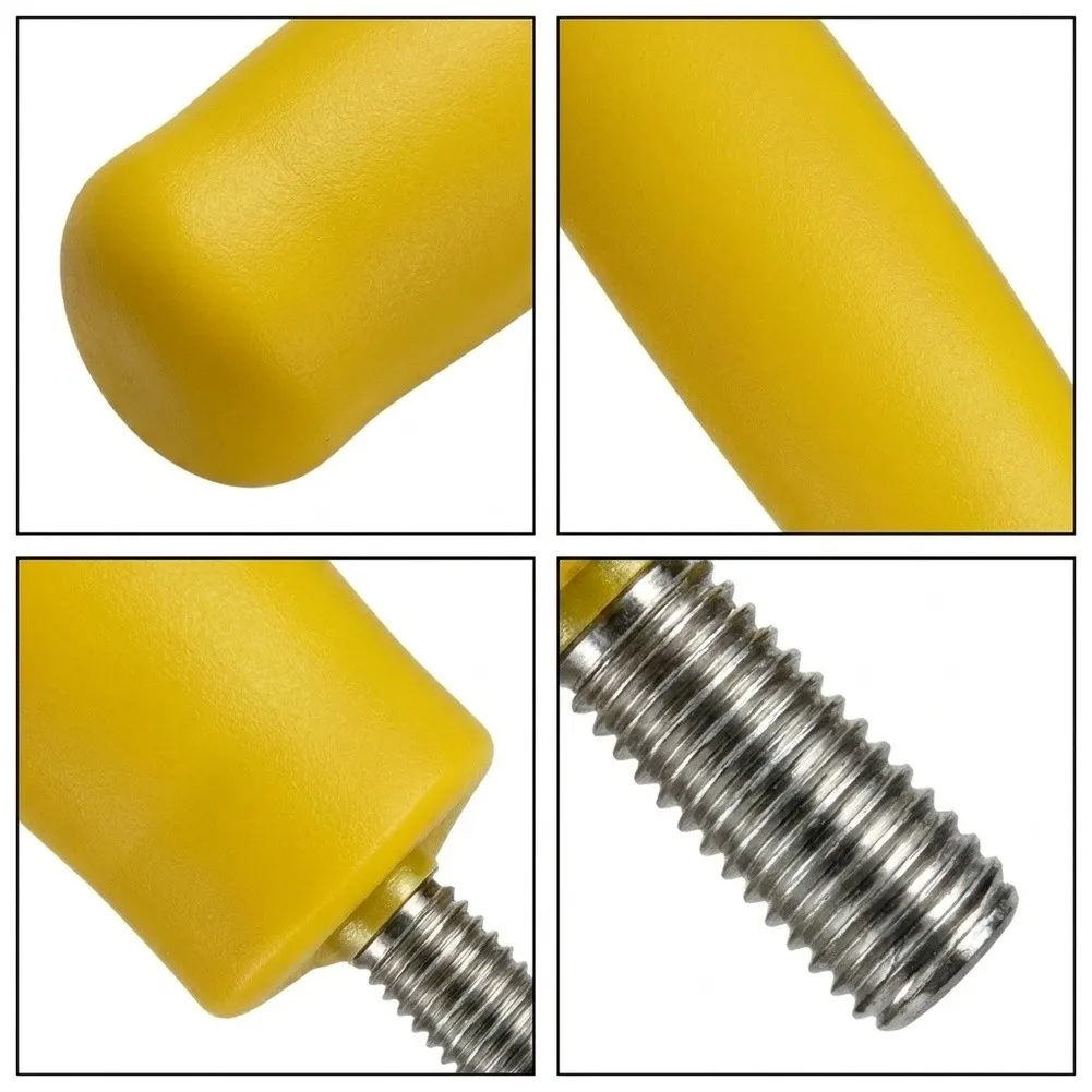 8Pack M10x25mm Threaded Plastic Pull Knob Handle Grip Yellow Tapered Long Body For Gym Machine Strength Training Rack Adjustment