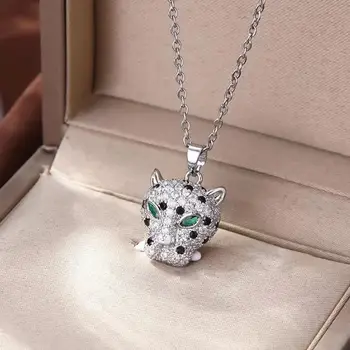 不銹鋼飾品 女士時尚豹頭項鍊 精緻百搭鎖骨鏈 復古個性動物吊墜 10 最佳銷售 豹紋項鍊 - №8