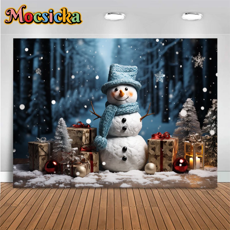 Christmas Tree Snowman Backdrop Baby Shooting Props Winter Background Photography New Year Children Kid Photo Decorations Studio