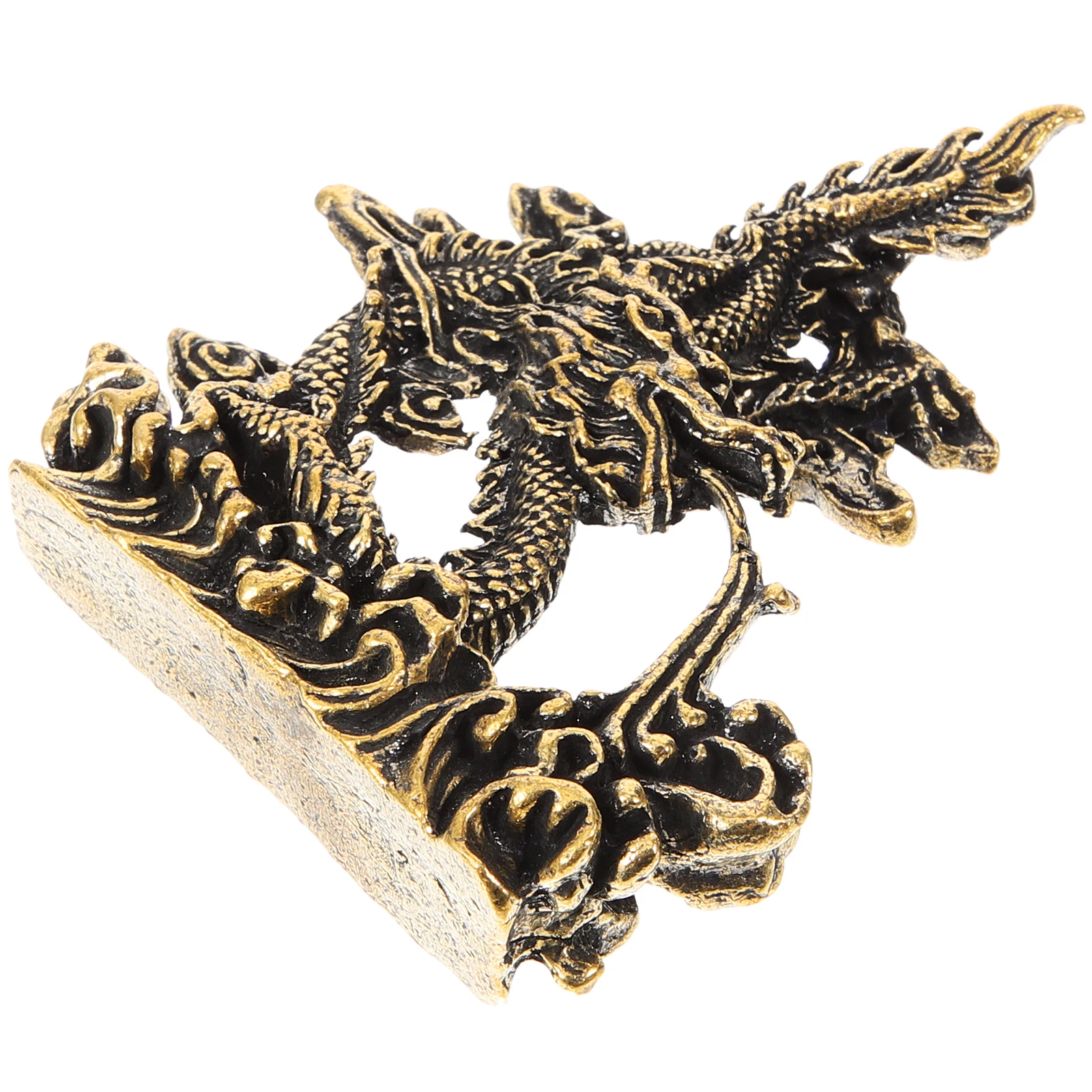 

1pcs Dragon Playing Water Figurine Vintage Brass Metal Decor Small Desk Ornaments Tabletop Artwork Household Ornament Dragon