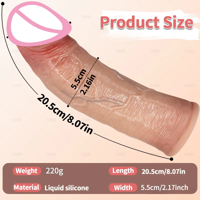 Reusable Condom Cock Sleeve Realistic Penis Extender Soft Silicone Condom Enlargement Penis Sleeve Sex Toys for Men Sexual Tools view 3