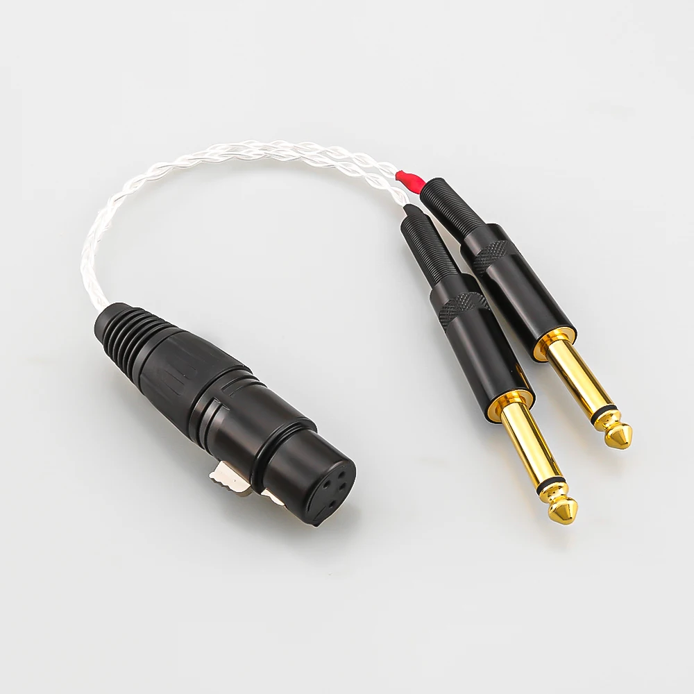 Audiocrast cavo placcato argento 4 Pin XLR femmina a doppio cavo Aux da 6.35mm Jack Audio