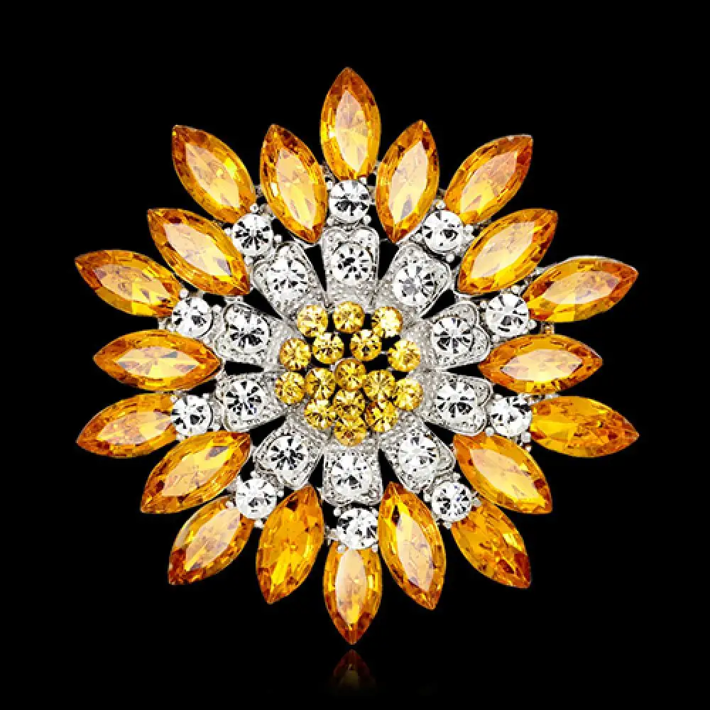 Luxury Women Fashion Flower Brooch Crystal Rhinestone Jewelry for Wedding Brooch Party Gift