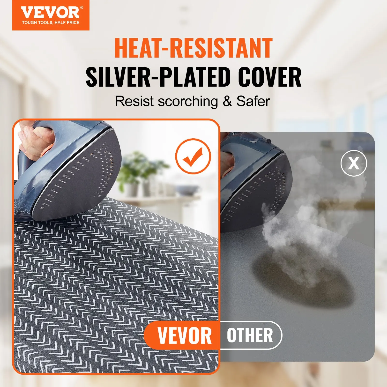 Tisch-Bügelbrett 23,4 x 14,4, kleines Bügelbrett mit hitzebeständigem Bezug und Baumwollbezug, Mini-Bügelbrett mit 7 mm