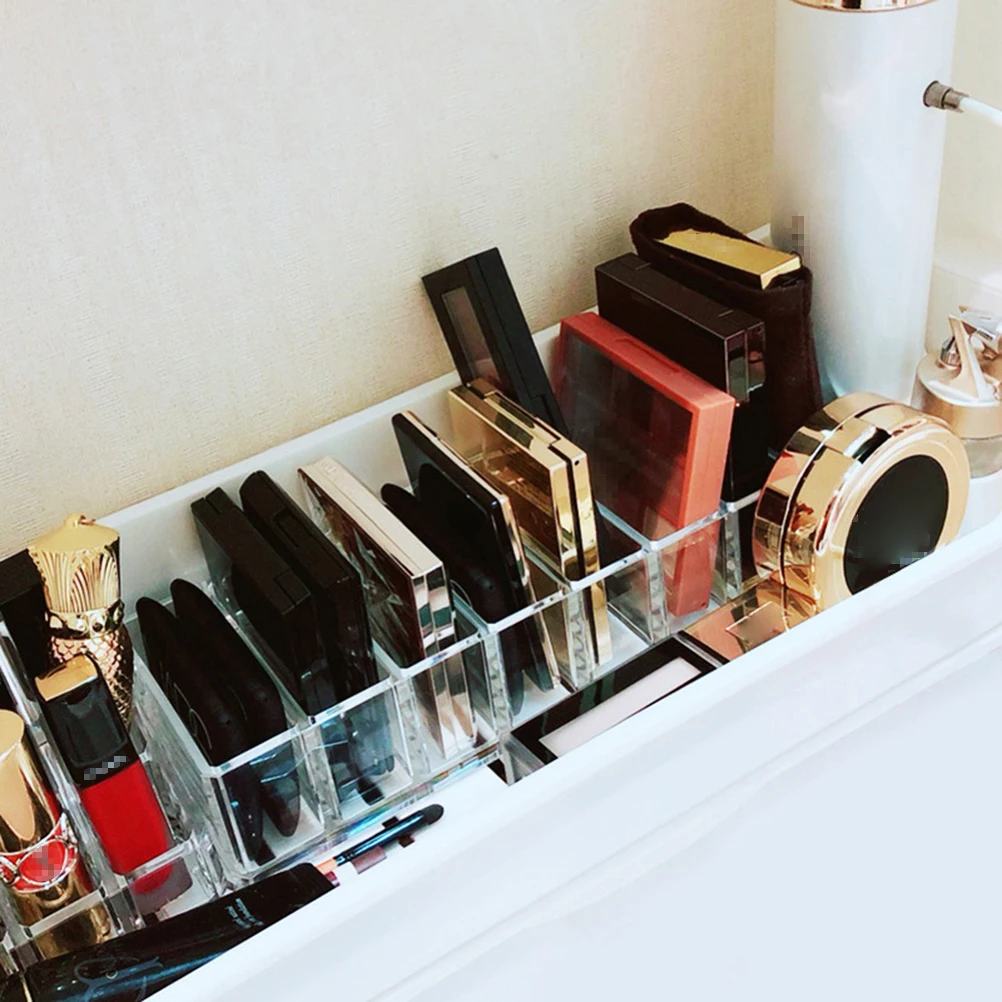 

Clear Acrylic Makeup Organiser with 8 Grids Rectangular Storage Box for Lipstick Lip Gloss Foundation Bathroom Vanity