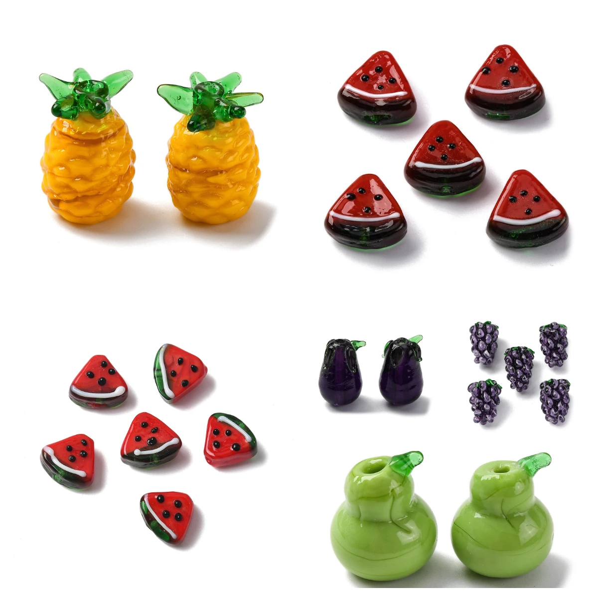 

10-20Pcs Fruit Theme Glass Beads Imitation Food Lampwork Loose Spacer Bead for Spring Summer Bracelet Necklace Jewelry Making