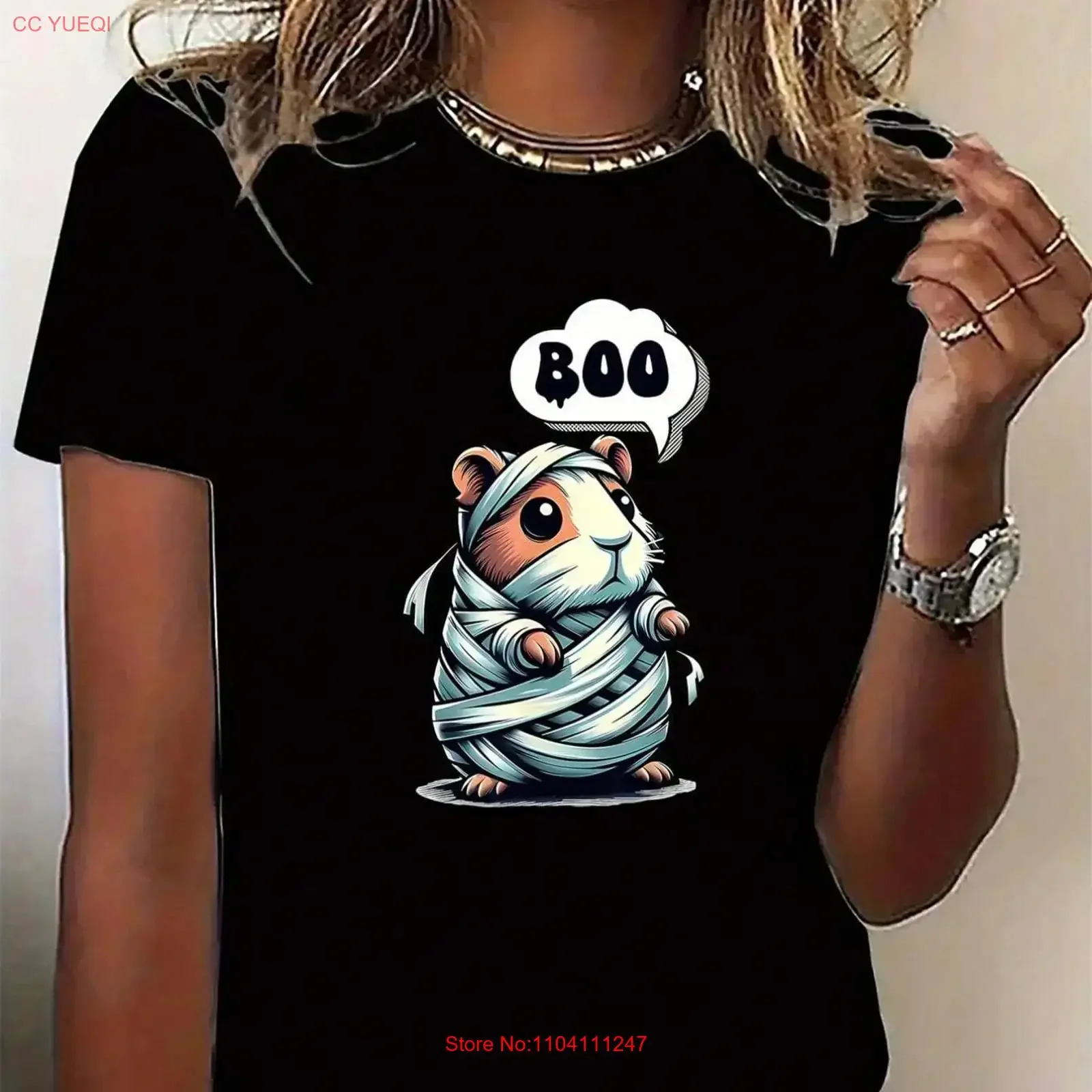 100 Cotton Women's Cute Hamster Print T shirt Round Neck s vintage Washed Slightly designer clothes Stretched homme Stylish