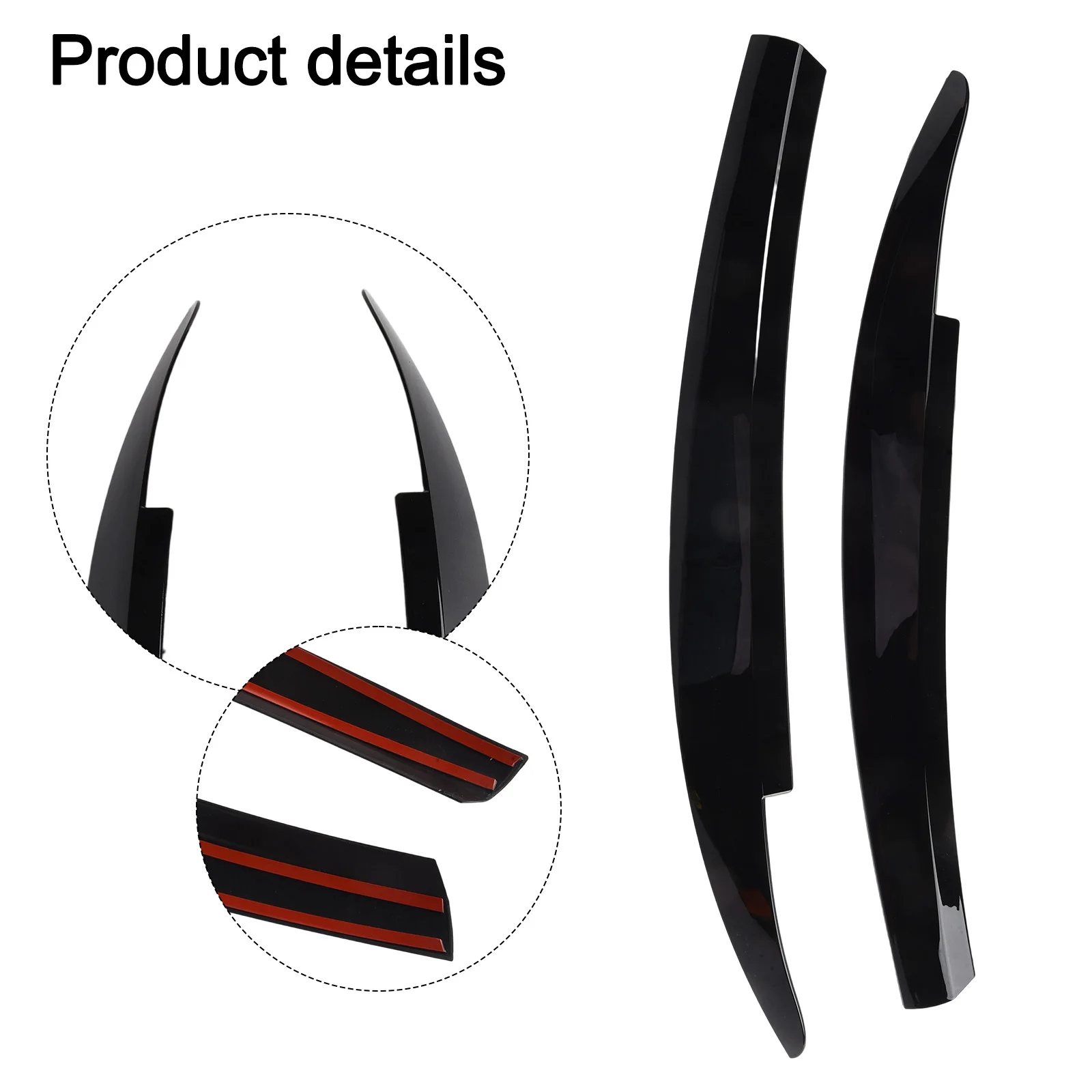 

New Practical Quality Headlight Eyelid Eyebrow Trim Glossy Black Vehicle 2pcs ABS Plastic Accessories Carbon Fiber Cover Trim