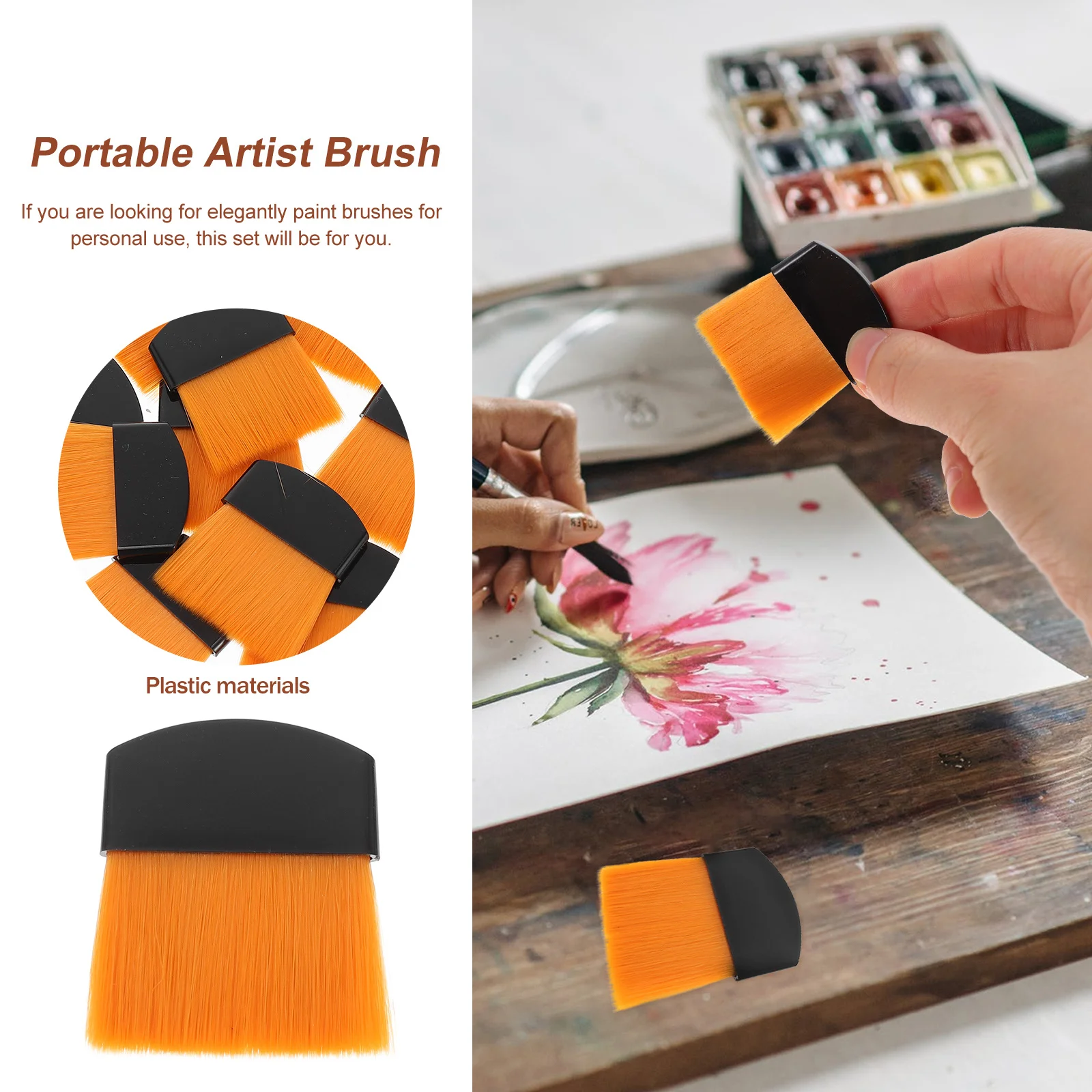 

10Pcs Painting Brushes Household Convenient Portable Artist Brush Set for Watercolor Oil Gouache Draw Accessories