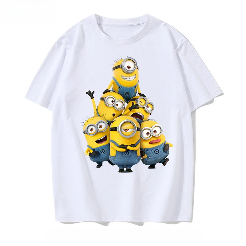 25-26 New Minions Short-sleeved T-shirt for Men and Women Ins Trendy Brand Loose Large Size Ulzzang Harajuku on Clothes