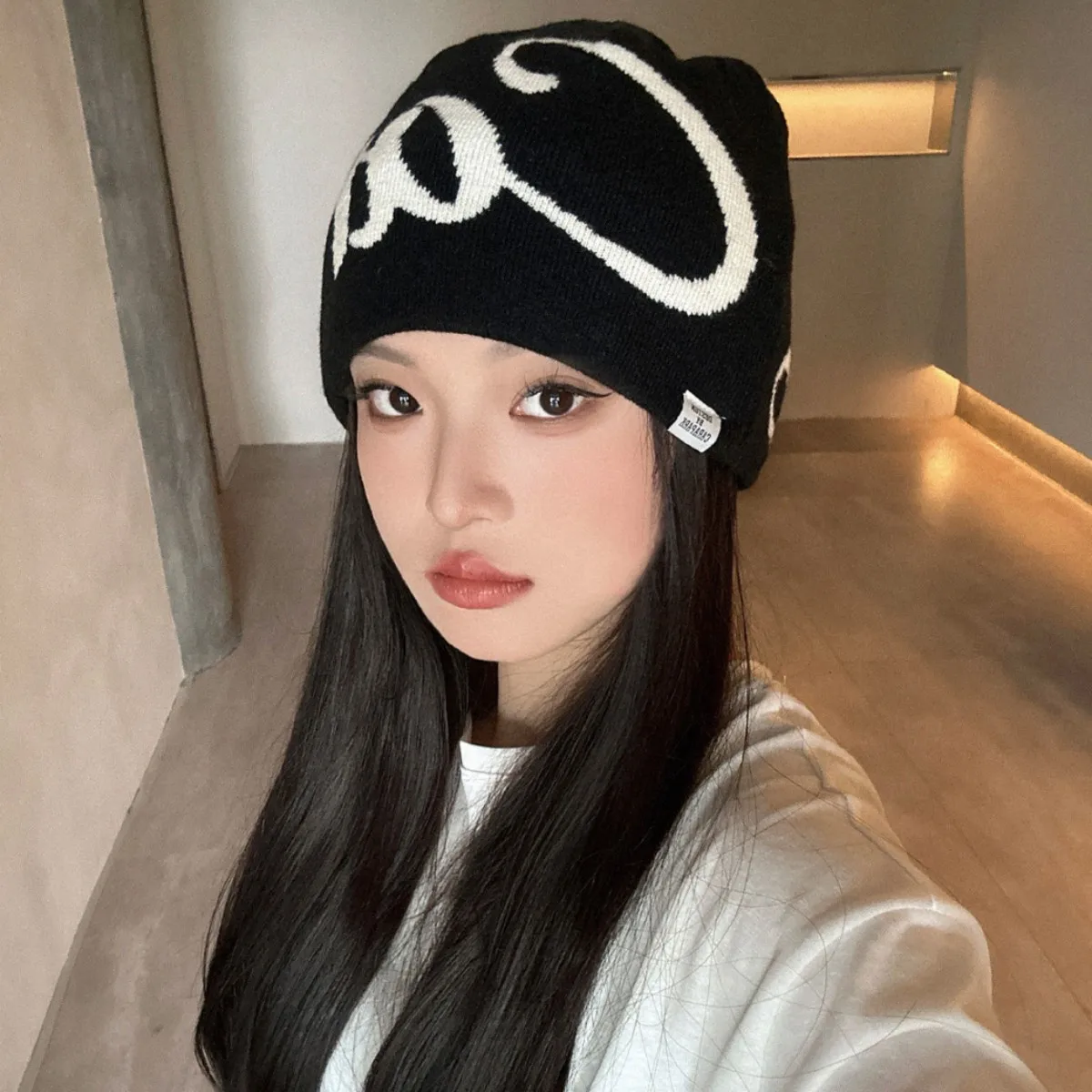 

Winter Double-Layer Knit Beanie - American Style Thickened Warm Slouchy Hat, Versatile Outdoor Cuffed Cap for Fall