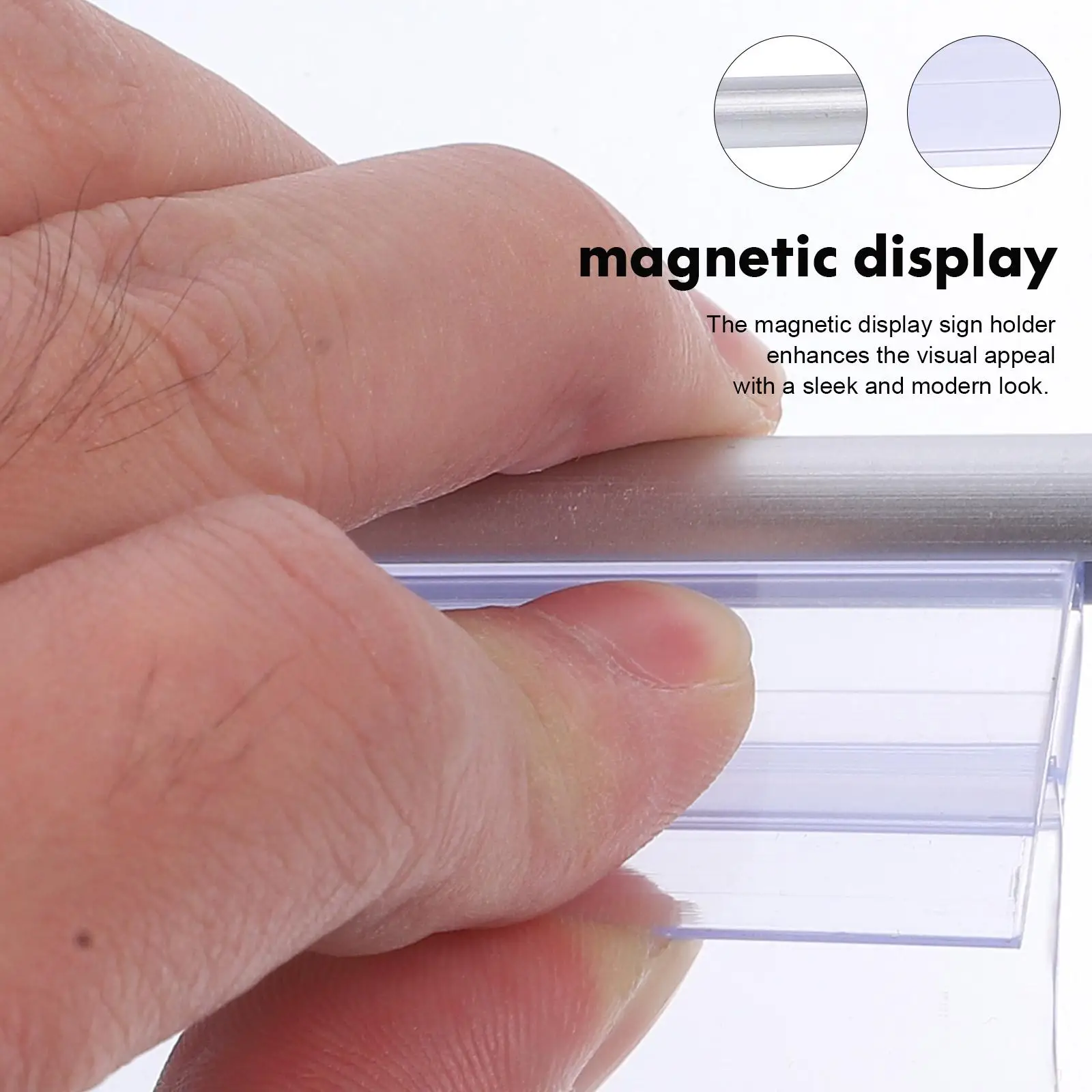 磁気サインホルダー 8.16 インチ幅透明アクリルストリップ白ポスタースタンドディスプレイフレーム棚ブラケットモール用