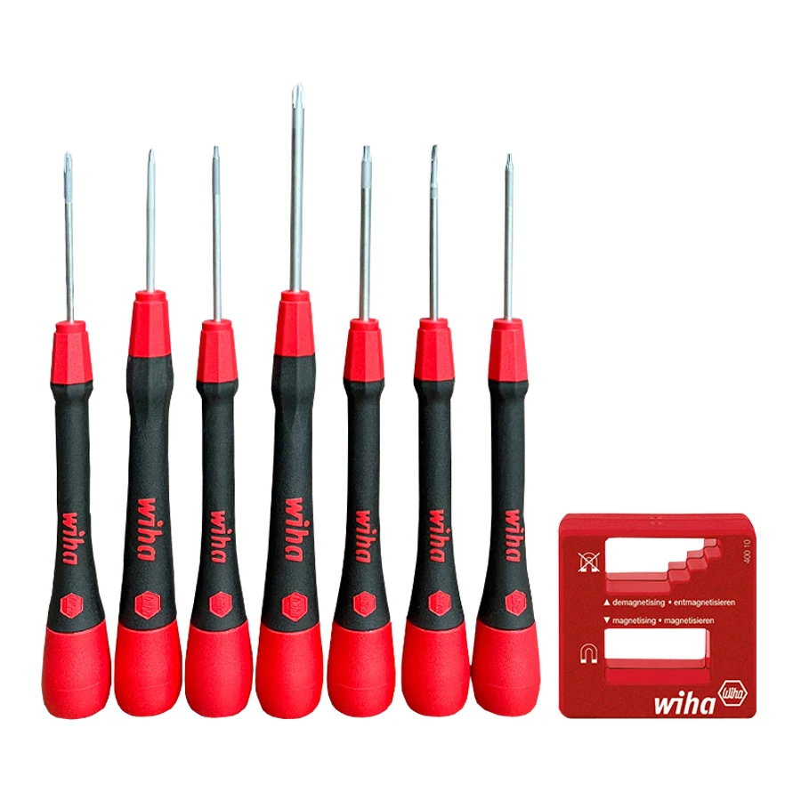 Wiha 8 Pieces Precision Screwdriver Set with Demagnetizer for Eyeglasses, Watches, Computers, Laptops, Phones,etc NO. 90018C