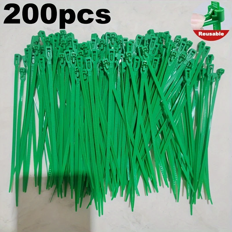 200Pcs Reusable Garden Ties Plant Support Shrubs Fastener Tree Locking Nylon Adjustable Plastic Ties Tools Gardening Ties