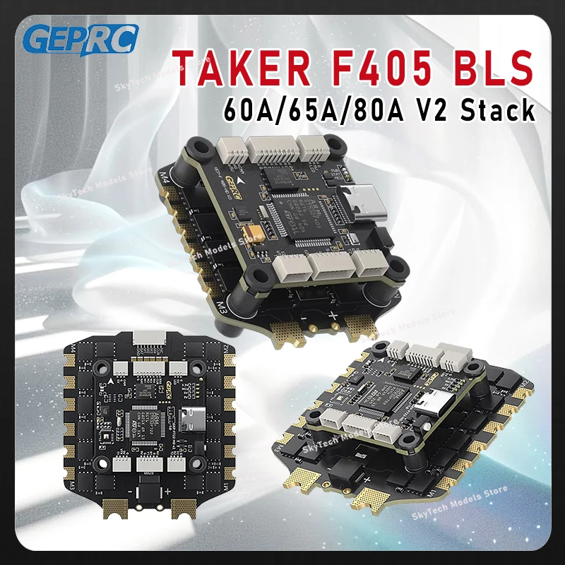 

GEPRC TAKER F405 BLS 60A/65A/80A V2 Stack - 4IN1 ESC, AT7456E OSD, 16MB Black Box, ICM42688-P Gyro, Dual 5V/12V BEC RC FPV Parts