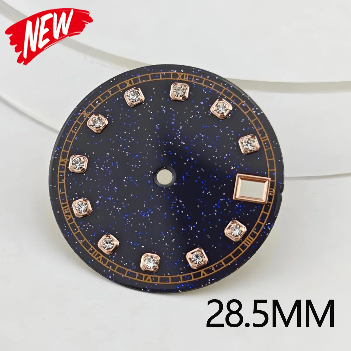 

Циферблат для спортивных часов 28,5 мм с бриллиантами и эффектом звездного неба из натурального голубого камня, подходит для механизма NH35, детали для модификации корпуса.