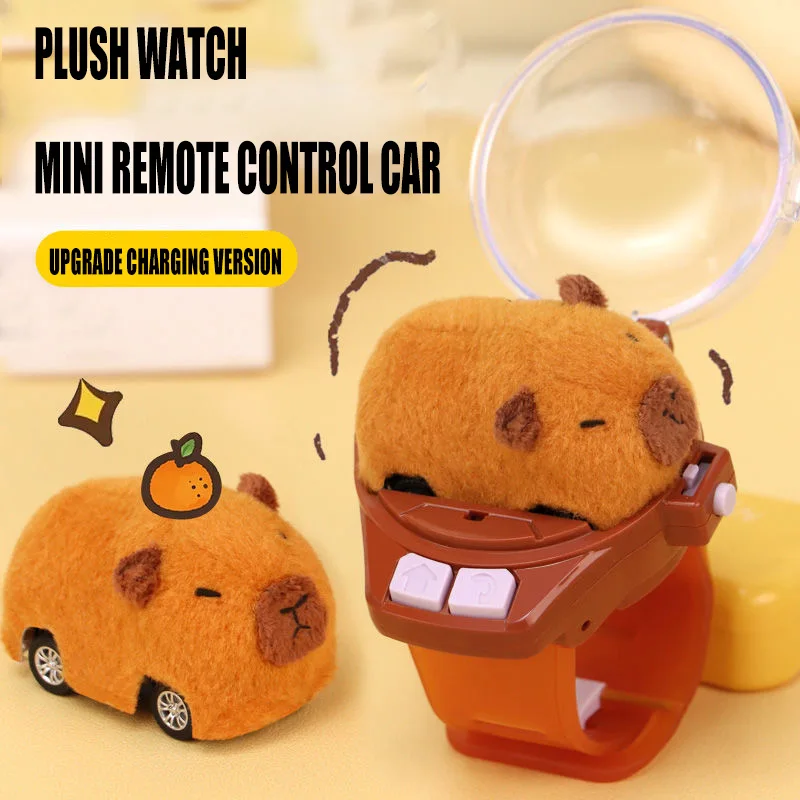 

Kids Plush Capybara Rabbit Watch Remote Control Car with Light 2.4G Racing Cars Game Interaction RC Car Toys Gifts for Boy Girl