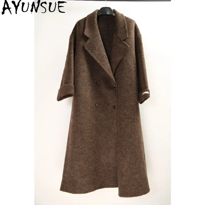 

AYUNSUE Women's Woolen Coats Korean Style Double-breasted Overcoats Fashion Commuting Warm Jackets for Woman Clothes Ropa Mujer