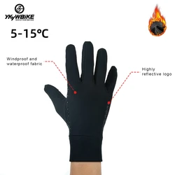 YKYWBIKE Winter Cycling Gloves Men Women Touch Screen Padded Bike Glove Water Resistant Windproof Warm AntiSlip Elastic Running