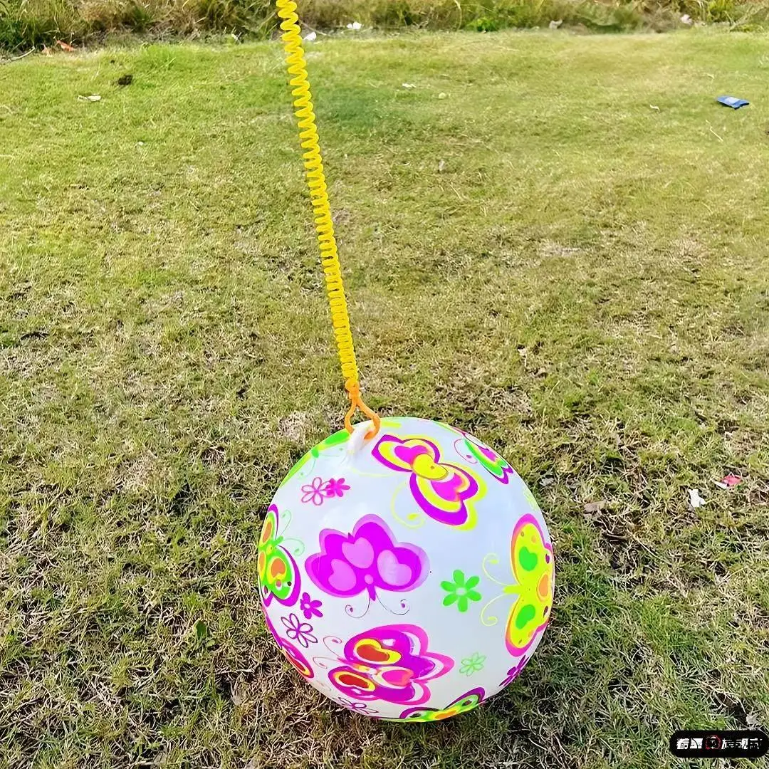 子供用弾性ボール-ロープ付きフィットネスおもちゃ-男の子と女の子向け-ハンドヘルドチェーンボール-インフレータブルスイングロープ-レザーボール