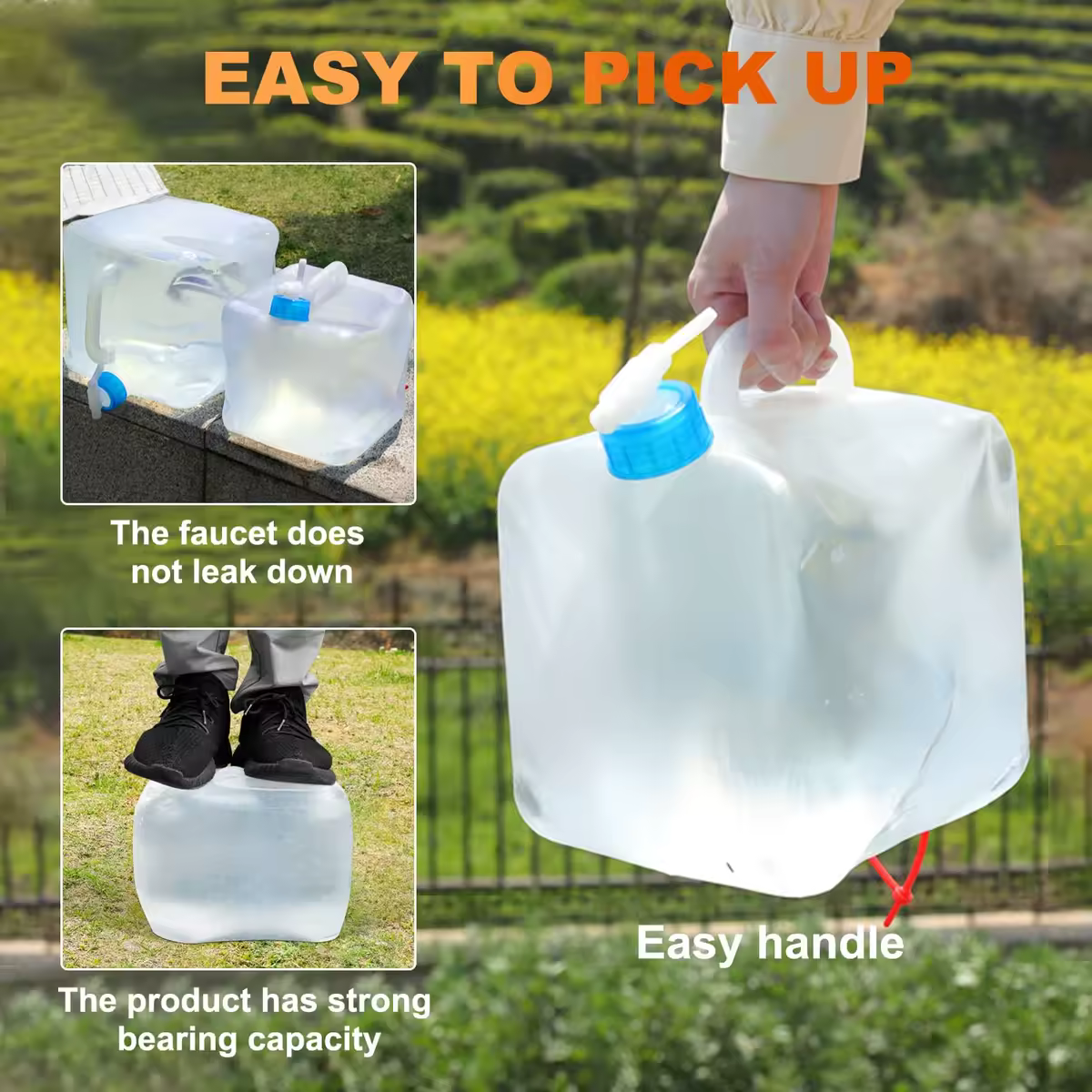 Portable Outdoor Water Tank 5-20l Foldable Water Bag With Faucet Large Capacity Water Container For Outdoor Camping BBQ Fishing