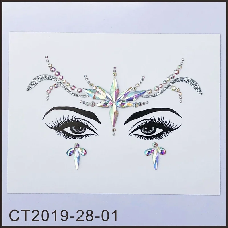 3D Sexy Face Tattoo Stickers Face Decoration Temporary Tattoo Glitter Fake Tattoo Rhinestones Woman Party Face Eyes Jewels Tatoo