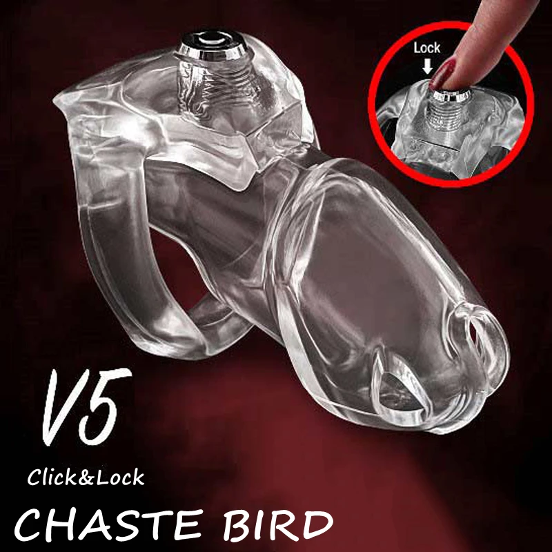 

CHASTE BIRD 2023 New HT-V5 Click&Lock Padlock Male Chastity Device Set Cock Cage Penis Ring Bondage Belt Fetish Toys