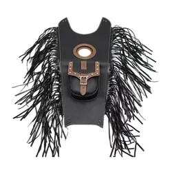 Motorcycle Black Fringed Gas Tank Cover Pouch Bag PU Leather For Harley Honda Suzuki Kawasaki Cruiser Chopper Cafe Racer Touring