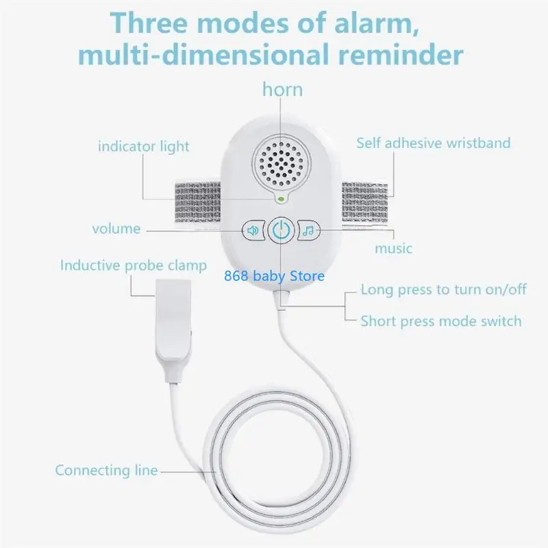

29EE Intelligent Bed Wetting Alarm USB C Rechargeable Pee Alert with Sound & Vibration Clip Mount for Potty Training White