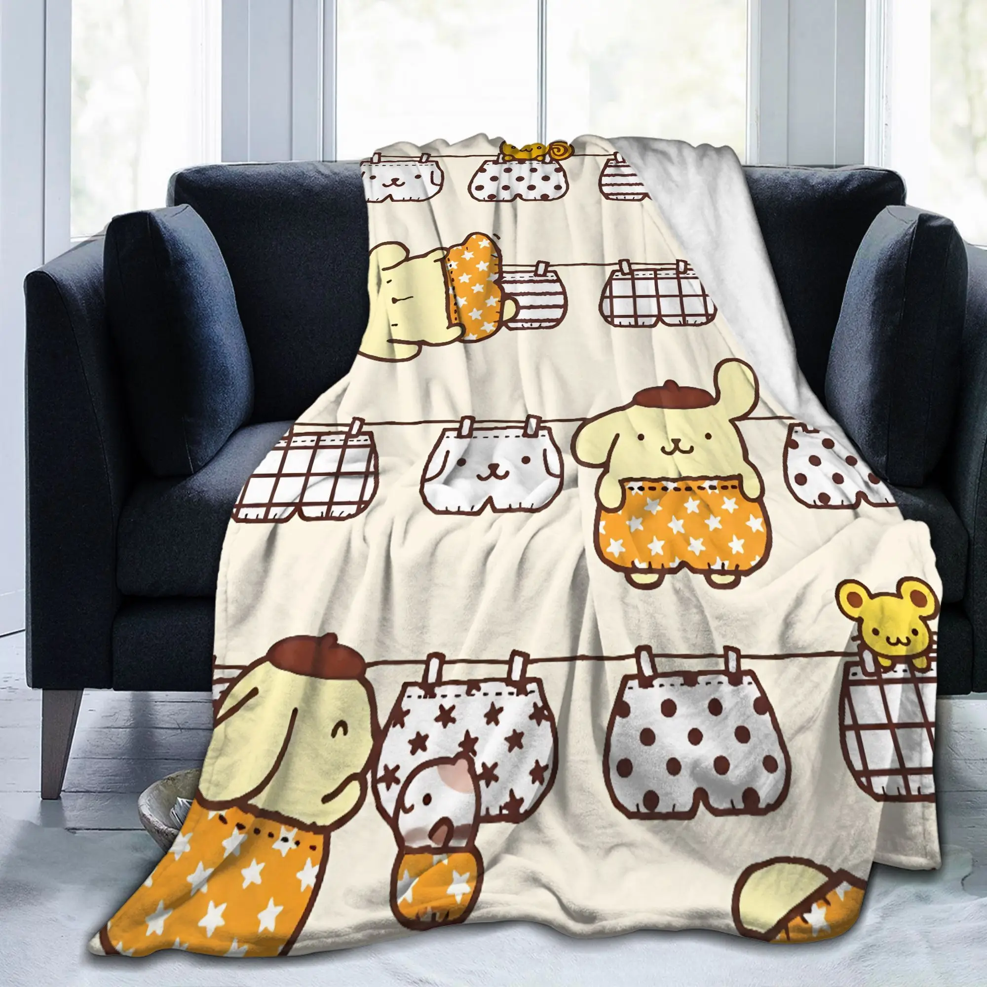 Pompompurins Cute Dog Blanket Fleece All Season   Multifunction Super Soft Throw Blankets for Bedding Bedroom Rug Piece