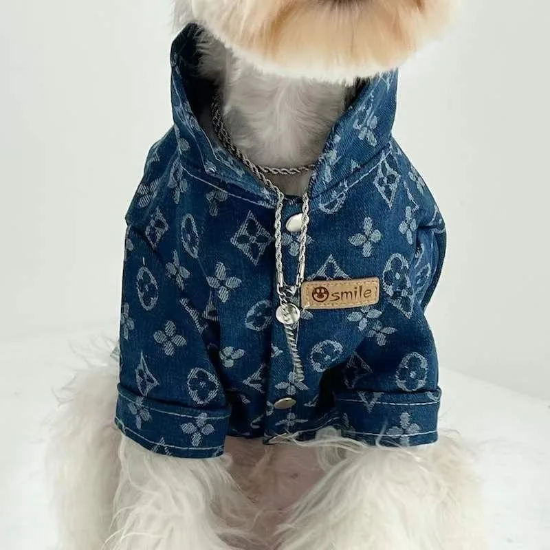 Pets Dog Cat Denim Coat Jacket Puppy Clothes Cool Apparel For Small Medium Dogs Cowboy Schnauzer Dobby Bear Teddy Pet Clothing