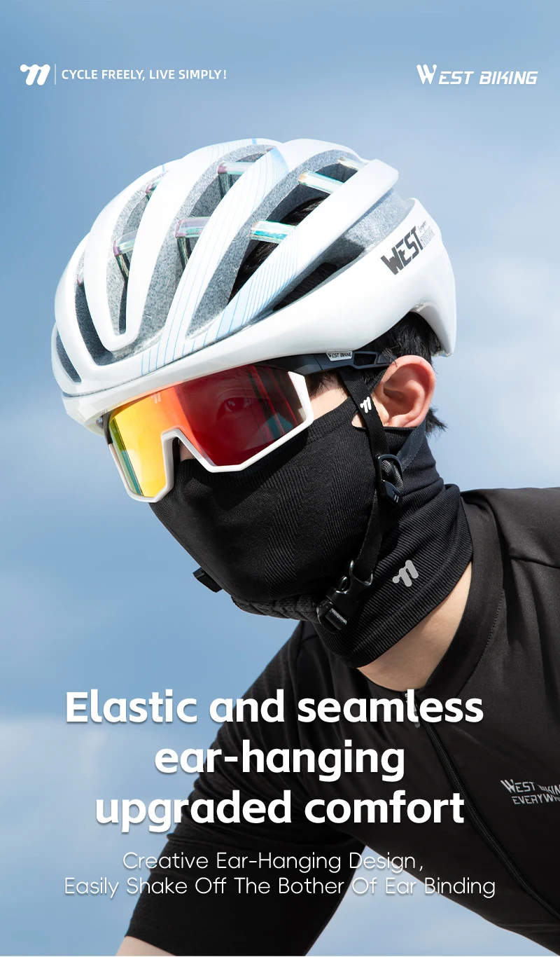WEST BIKING Nahtlose Strick-Fahrrad-Gesichtsmaske mit Ohrbügel für Frühling und Herbst, Halswärmer in langem und kurzem Stil für Rennrad, Motorrad und Laufen – Detail 1