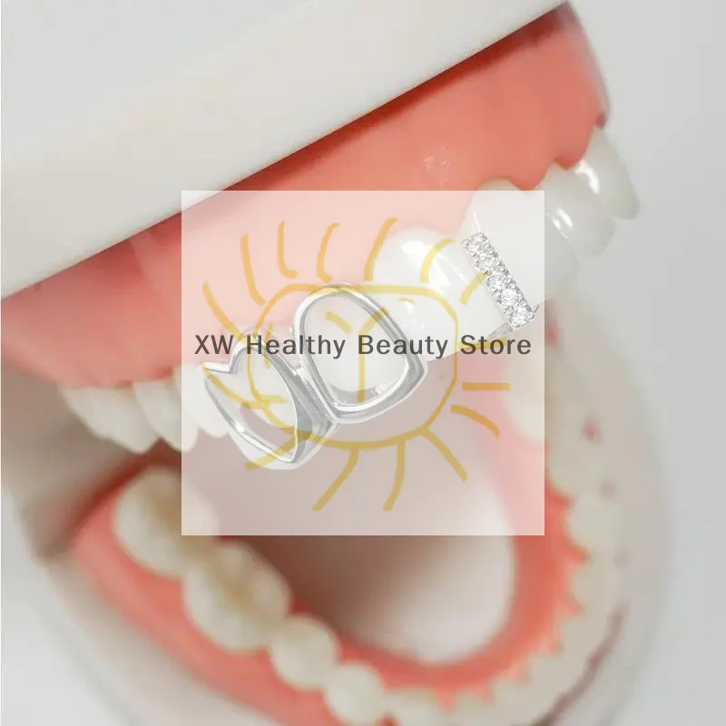 

Хип-хоп двойные полые зубы в форме сердца Grillz повседневные позолоченные зубные колпачки для женщин и мужчин ювелирные изделия стоматологические грили стоматологические украшения