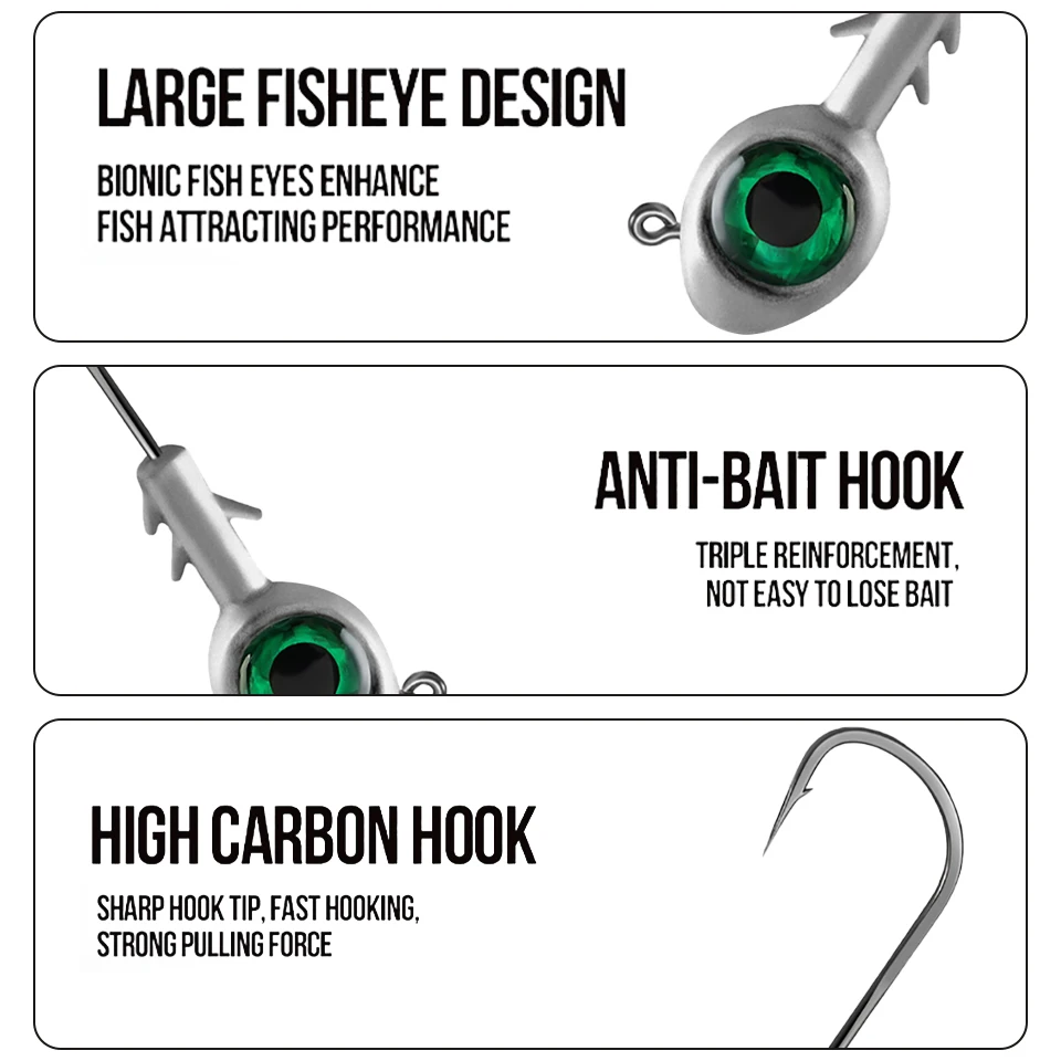 Walk Fish Jig Head ojo grande – Anzuelo antidesenganche para mar - imagen 3