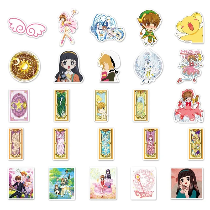 50pcs Card Captor Sakura Anime Cartoon Graffiti Girl Water Cup Notebook Luggage Desktop Stationery Skateboard Decoration Sticker